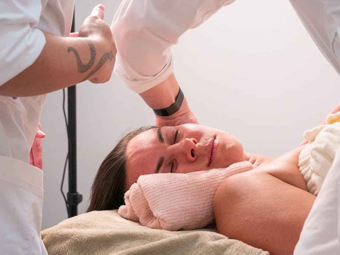 A facial treatment in progress