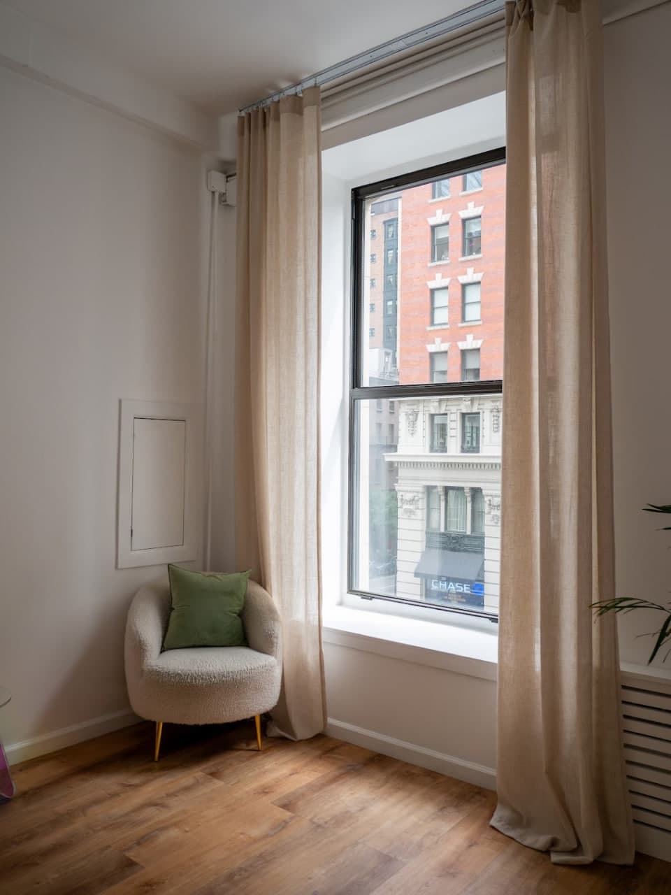 Reading corner by the studio window